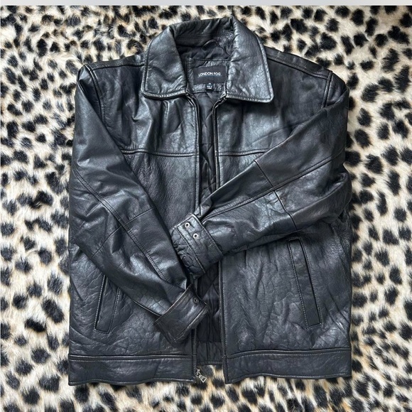 London Fog Black Real Leather Jacket - Picture 1 of 3